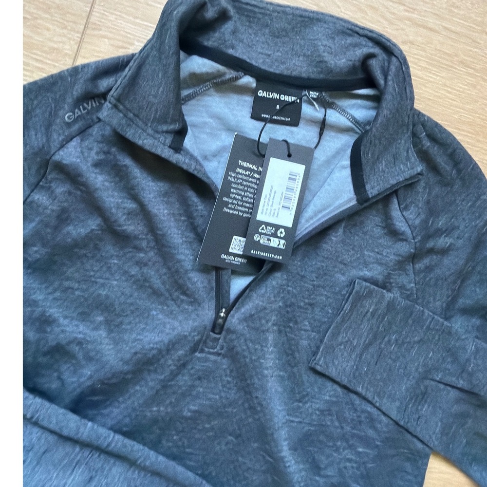 Galvin‎ Green Dion Mens Quarter Zip Golf Pullover Black Melange Thermal SMall
